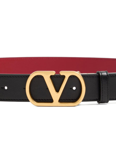 Valentino Garavani Valentino Garavani Vlogo Signature Reversible Belt In Shiny Calfskin 20mm