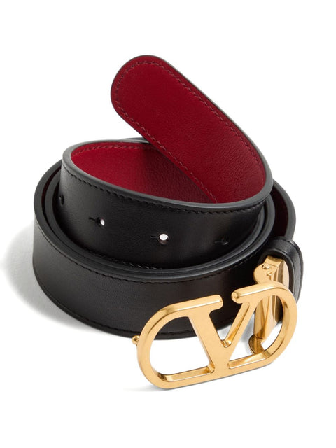 Valentino Garavani Valentino Garavani Vlogo Signature Reversible Belt In Shiny Calfskin 20mm