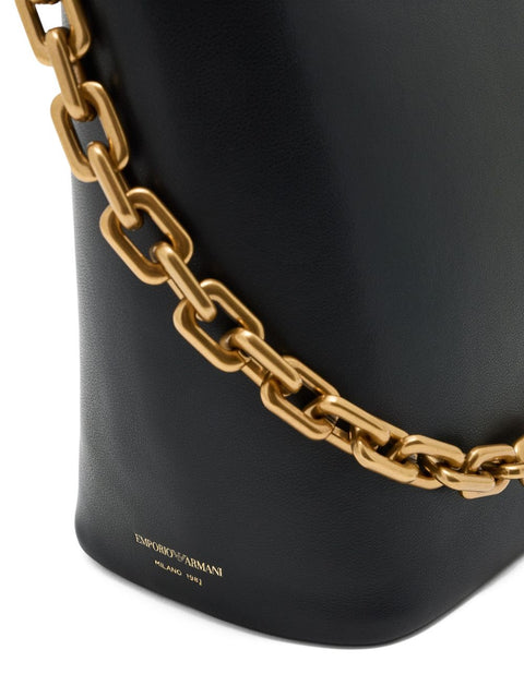 Emporio Armani Emporio Armani Medium leather hobo bag with chain