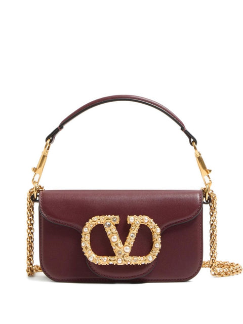 Valentino Garavani Valentino Garavani Locò Small Shoulder Bag In Calfskin With Jewel Logo