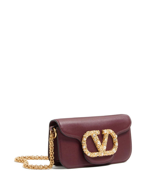 Valentino Garavani Valentino Garavani Locò Small Shoulder Bag In Calfskin With Jewel Logo