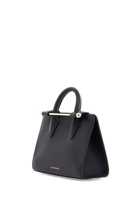 Strathberry Strathberry mini tote in black calfskin with removable shoulder strap