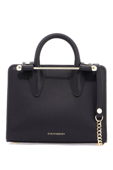 Strathberry Strathberry mini tote in black calfskin with removable shoulder strap