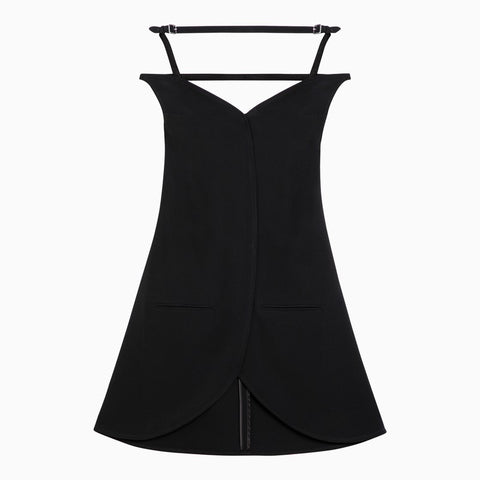 Courreges Courreges Courrèges Ellipse black viscose bustier mini dress