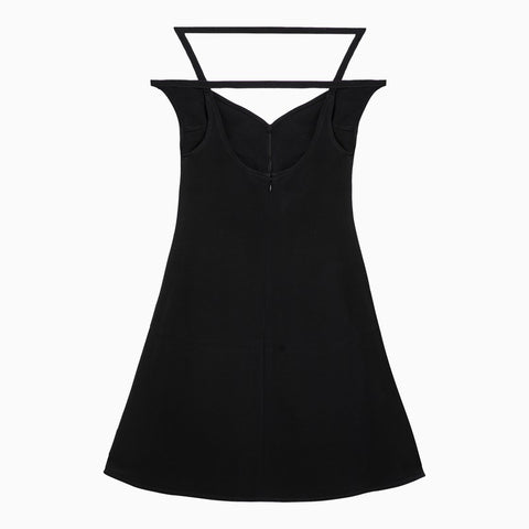 Courreges Courreges Courrèges Ellipse black viscose bustier mini dress