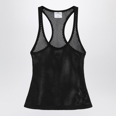 Courreges Courreges Courrèges Black mesh tank top in cotton