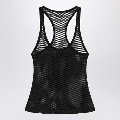 Courreges Courreges Courrèges Black mesh tank top in cotton