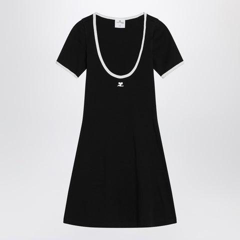 Courreges Courreges Courrèges White/black mini dress in cotton