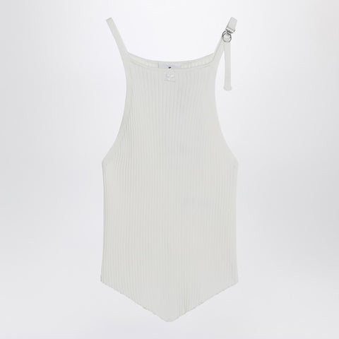 Courreges Courreges Courrèges White ribbed top with pointed hem