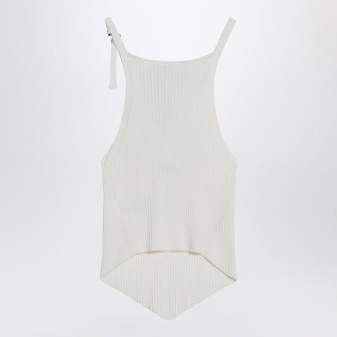 Courreges Courreges Courrèges White ribbed top with pointed hem