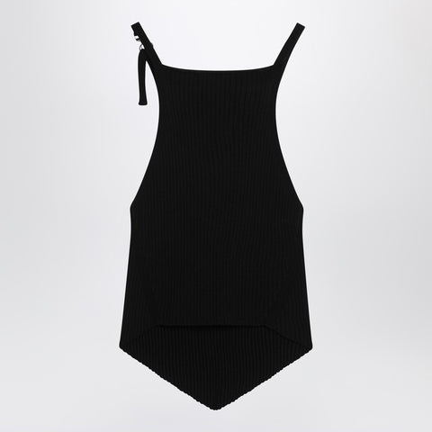 Courreges Courreges Courrèges Black ribbed top with pointed hem