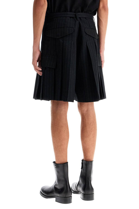 Sacai Sacai striped pleated bermuda shorts