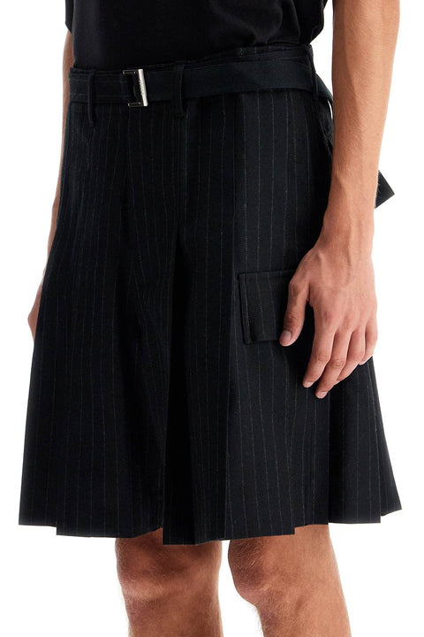 Sacai Sacai striped pleated bermuda shorts