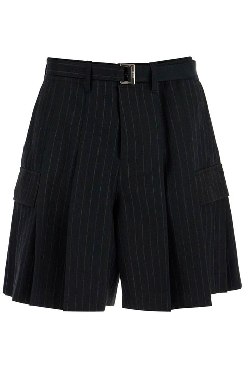Sacai Sacai striped pleated bermuda shorts