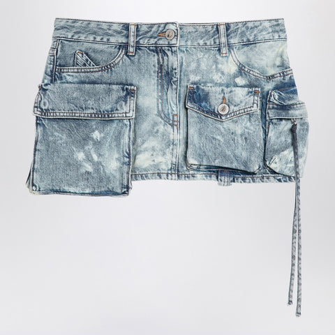 The Attico The Attico Fay cargo mini skirt in washed denim
