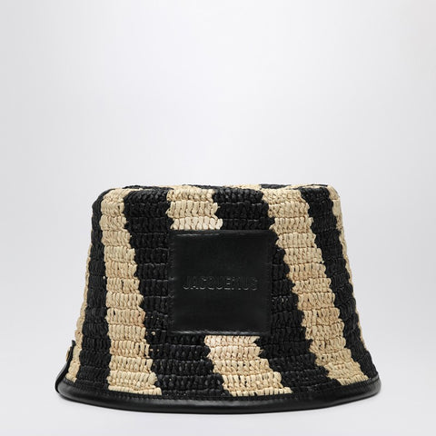 Jacquemus JACQUEMUS Le Bob Soli striped raffia bucket hat