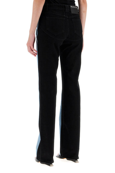 Mugler Mugler bicolor straight leg jeans with two
