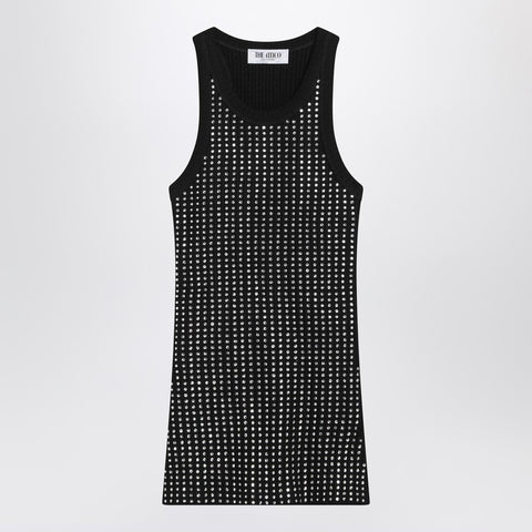 The Attico The Attico Black sleeveless cotton top with crystals