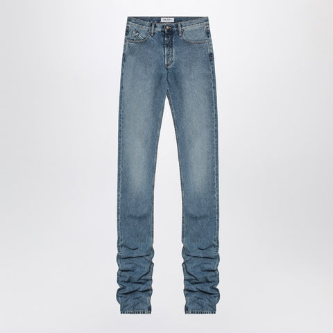 The Attico The Attico Sky blue jeans with long leg curled at the hem