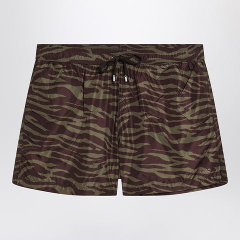 The Attico The Attico Zebra shorts in khaki/brown nylon