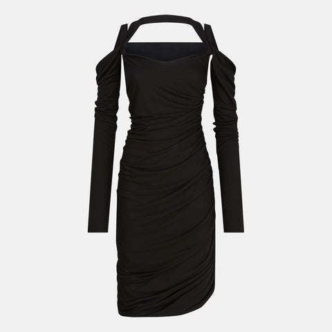 The Attico The Attico Black midi dress in viscose crêpe