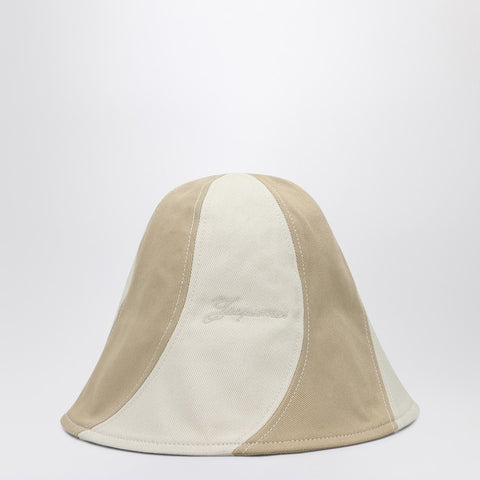 Jacquemus JACQUEMUS Beige and white canvas bob hat