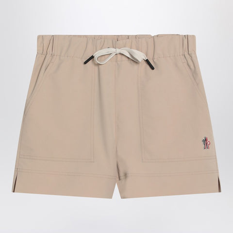 Moncler Grenoble Moncler Grenoble Beige shorts with logo patch