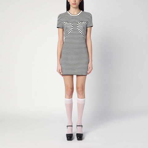 Marc Jacobs Marc Jacobs Black/white striped ribbed mini dress