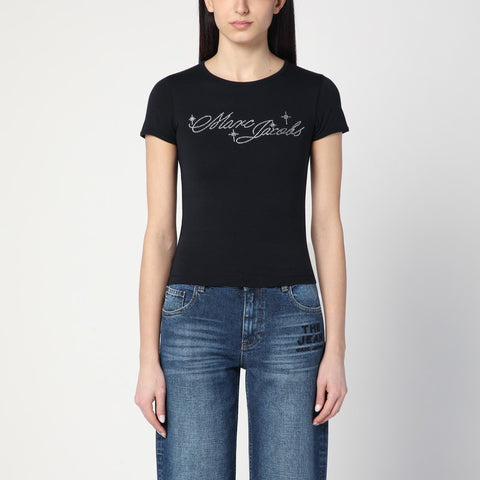 Marc Jacobs Marc Jacobs Black T-shirt with logo and micro crystals