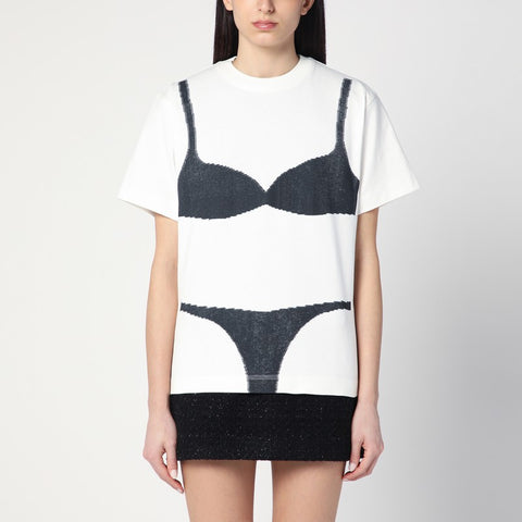Marc Jacobs Marc Jacobs White Trompe L''oeil T-shirt with lingerie print