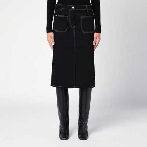 Courreges Courreges Courrèges Black denim midi skirt