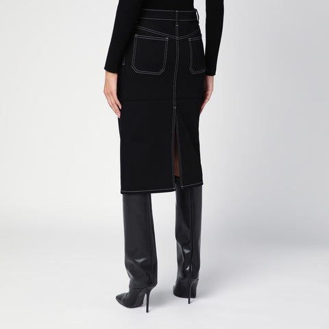 Courreges Courreges Courrèges Black denim midi skirt
