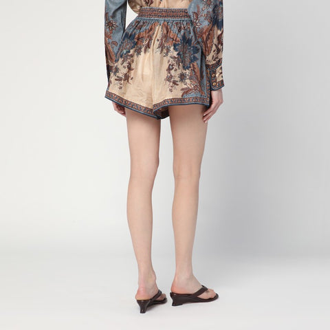 Zimmermann ZIMMERMANN Blue/cream Ascension shorts with floral print