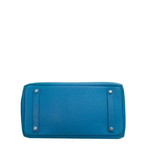 Hermes Birkin 35 bag in blue leather