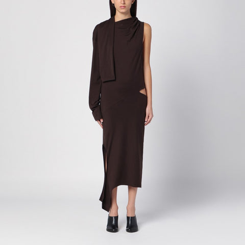 Courreges Courreges Courrèges Brown one-shoulder dress with cut-out