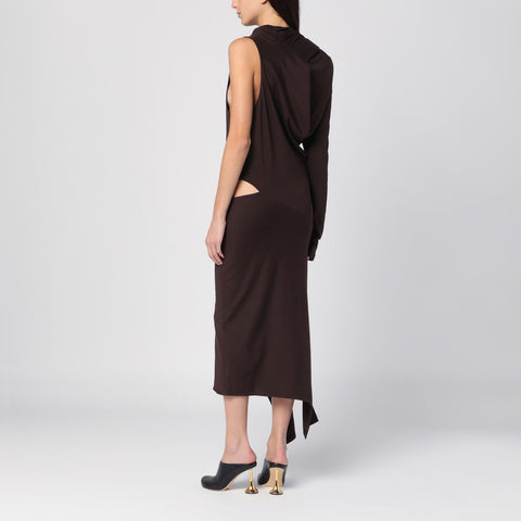 Courreges Courreges Courrèges Brown one-shoulder dress with cut-out