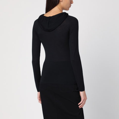 Courreges Courreges Courrèges Light wool black hooded sweater