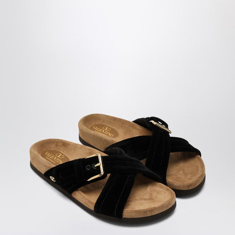 Valentino Garavani Valentino Garavani Fussfriend black velvet slide sandal