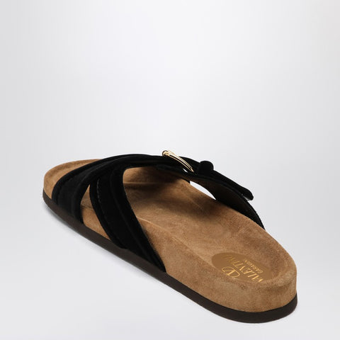 Valentino Garavani Valentino Garavani Fussfriend black velvet slide sandal