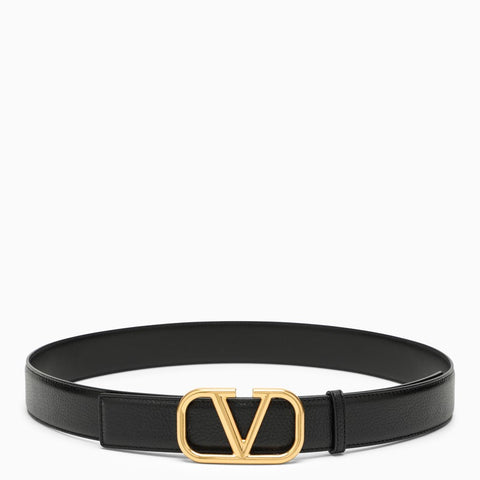 Valentino Garavani Valentino Garavani Vlogo black/gold leather belt