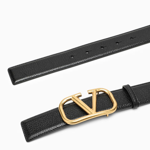 Valentino Garavani Valentino Garavani Vlogo black/gold leather belt