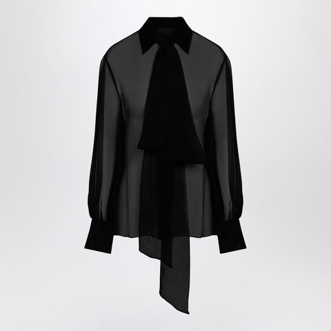 Valentino Valentino Semi-transparent black silk chiffon shirt