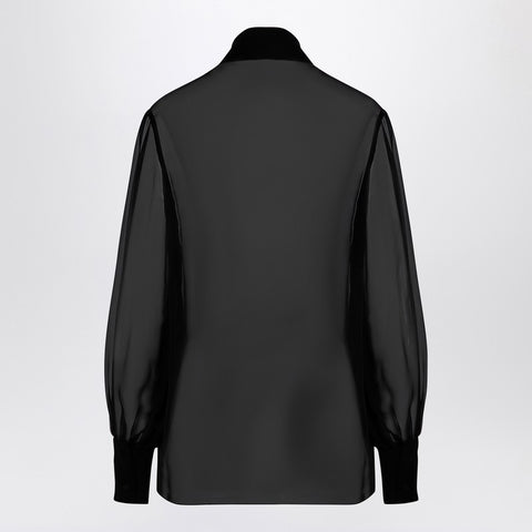 Valentino Valentino Semi-transparent black silk chiffon shirt