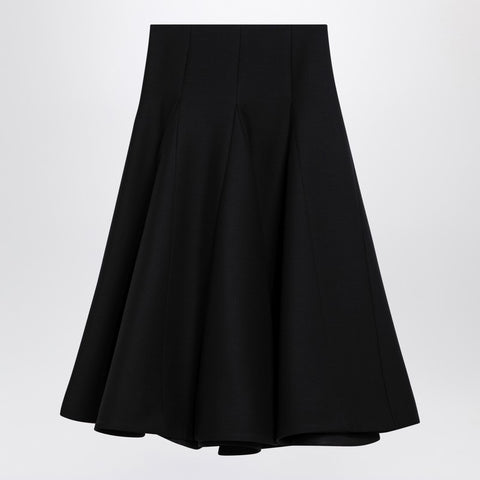 Valentino Valentino Black silk flounced midi skirt