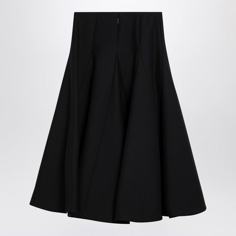 Valentino Valentino Black silk flounced midi skirt