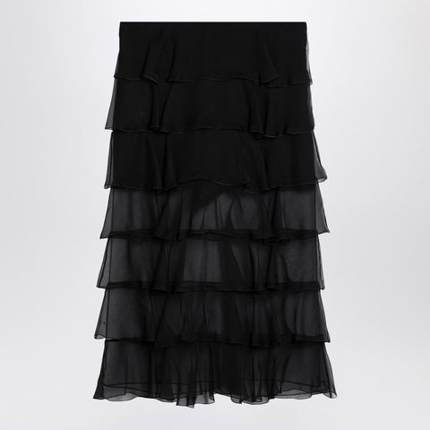 Valentino Valentino Black silk chiffon skirt