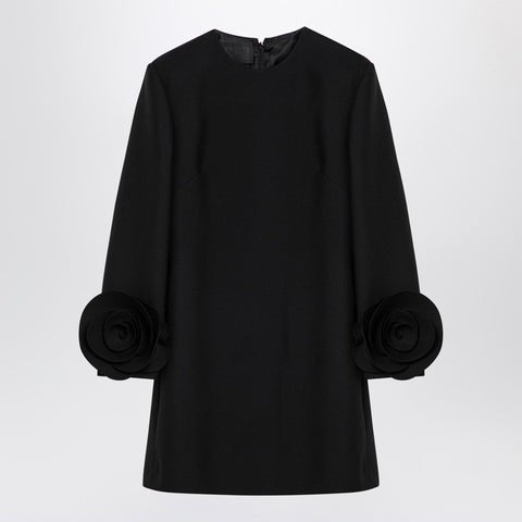Valentino Valentino Black mini dress with rose appliqué