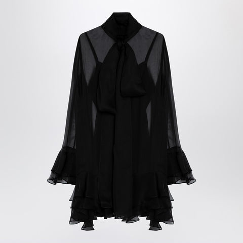 Valentino Valentino Semi transparent black silk dress