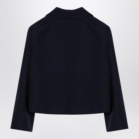 Valentino Valentino Single-breasted navy wool crop jacket