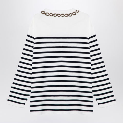 Valentino Valentino Ivory/navy striped jersey with embroidery